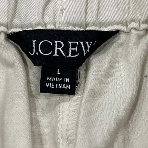 J Crew Womens Sz L Astrid Wide Leg Chino Pull On Pant in Natural Ivory Pockets - Picture 9 of 12
